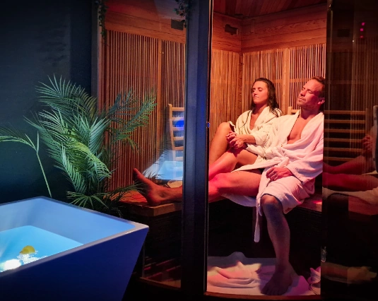 Jacuzzi, sauna & isbad for to
